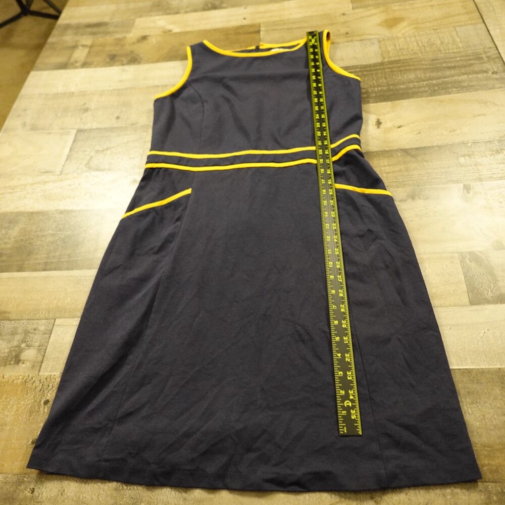 Boden Sheath Dress Women’s Size 12R Navy Blue with Yellow Trim Workwear Classic - Picture 6 of 13